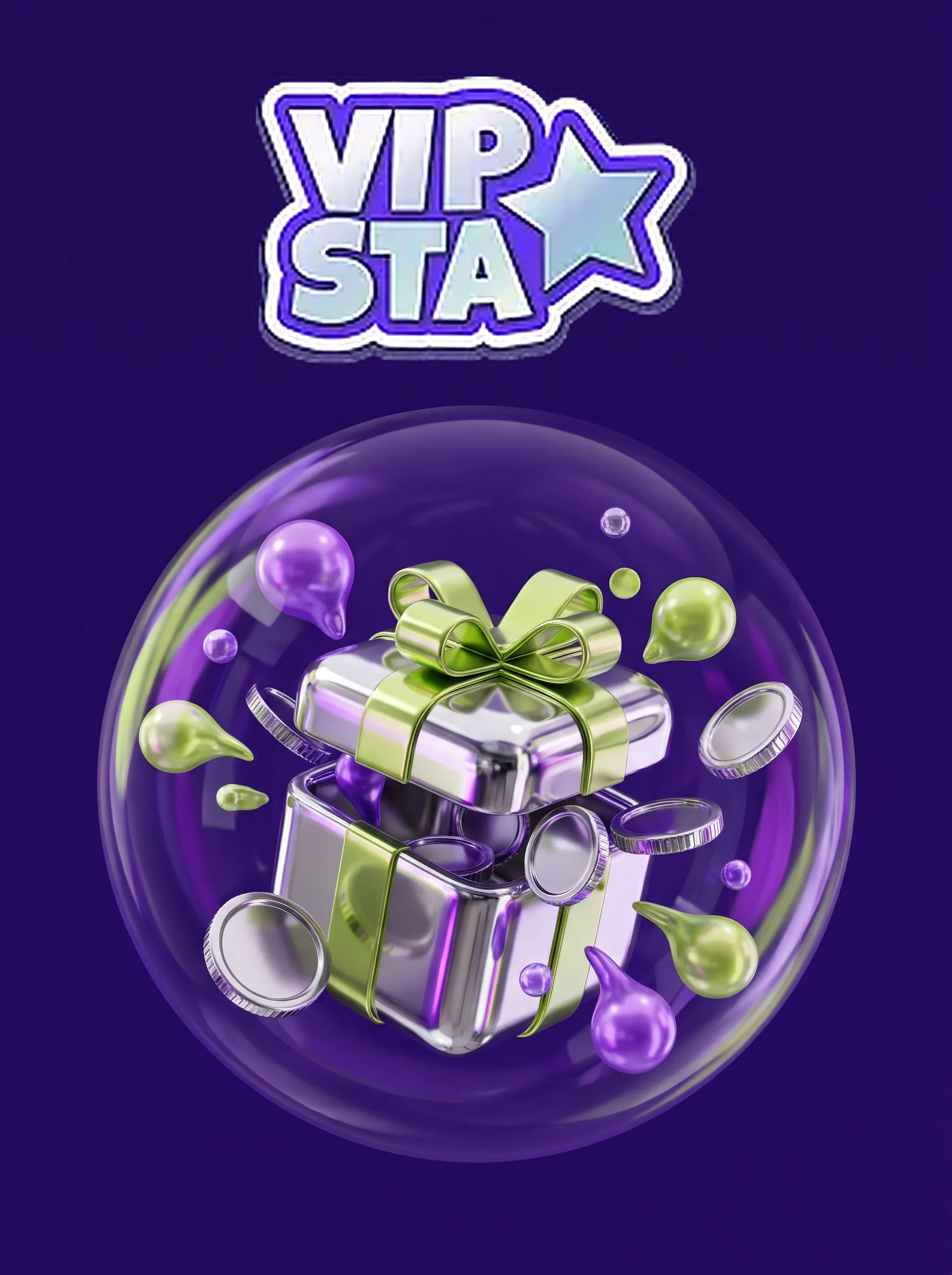 Silbernes Geschenk mit limettengrüner Schleife im Vipsta-Design